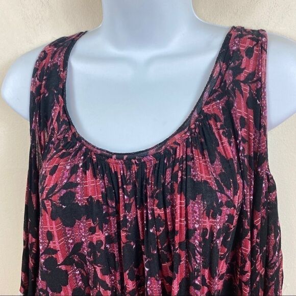 Free People Red Black Cold Shoulder Top - Picture 7 of 10